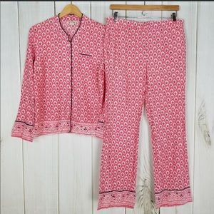 Lucky Brand Boho Pink Print Cotton Pajama Set
